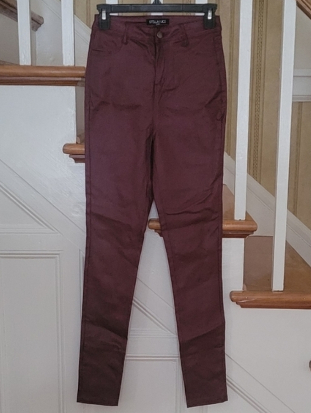 STELLA LUCE Faux Leather Skinny Maroon Pants Size Small